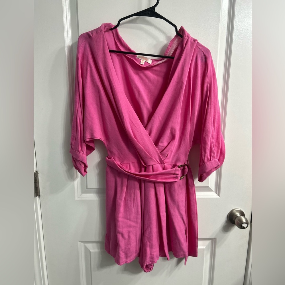 Luxxel Fuchsia Wrap romper with Belt